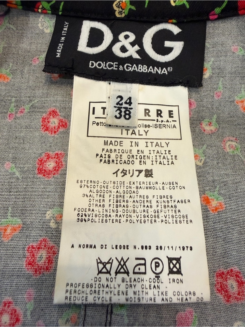 Dolce & Gabbana Black Blazer with Pink and Orange Floral Dots - Picture 3 of 7